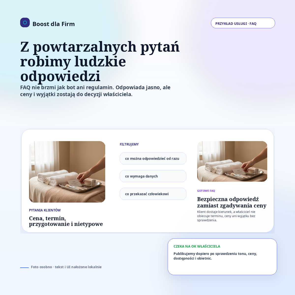 Lista pytań klientów → ludzkie FAQ