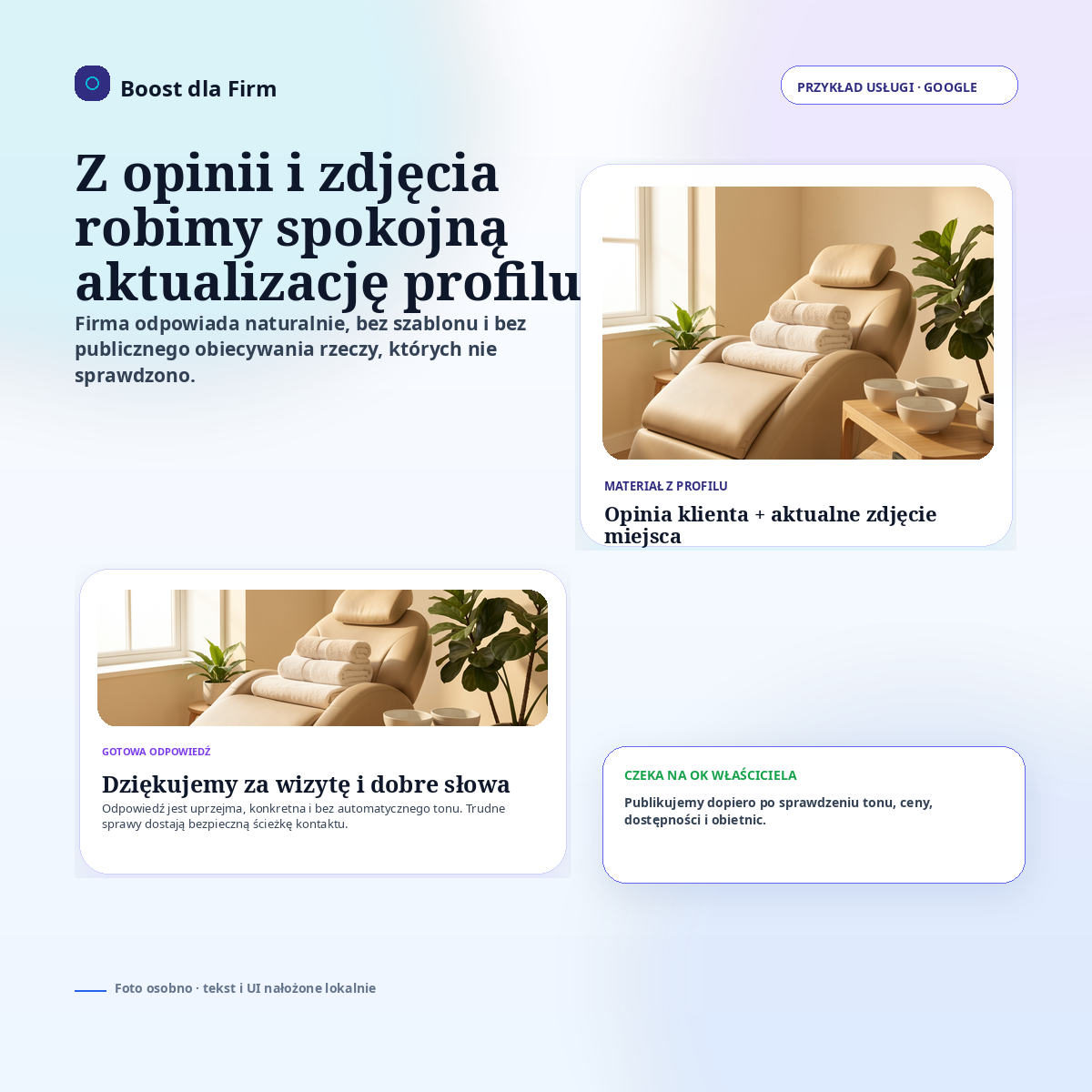 Opinia 5★ → odpowiedź + aktualizacja Google